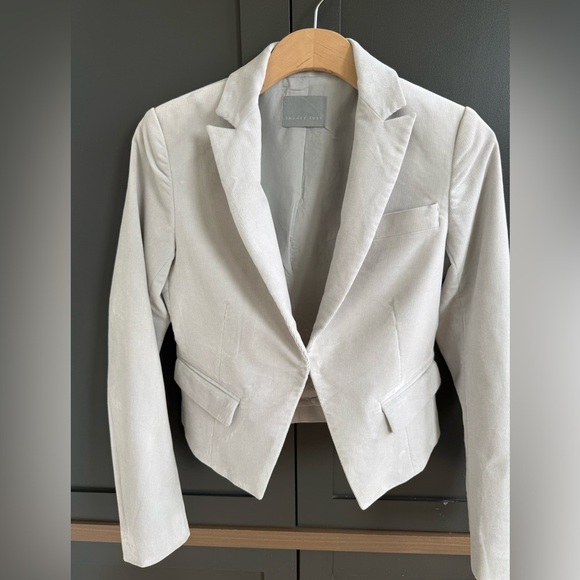 Theory Luxe Light Grey Mini Rib Corduroy Blazer • S - Picture 1 of 9